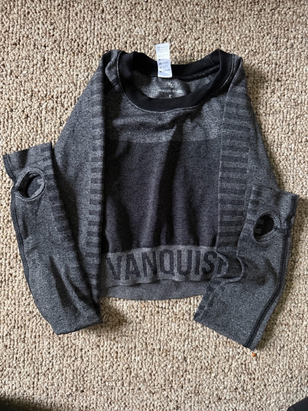 Vanquish Black Charcoal Long Sleeve Crop Top